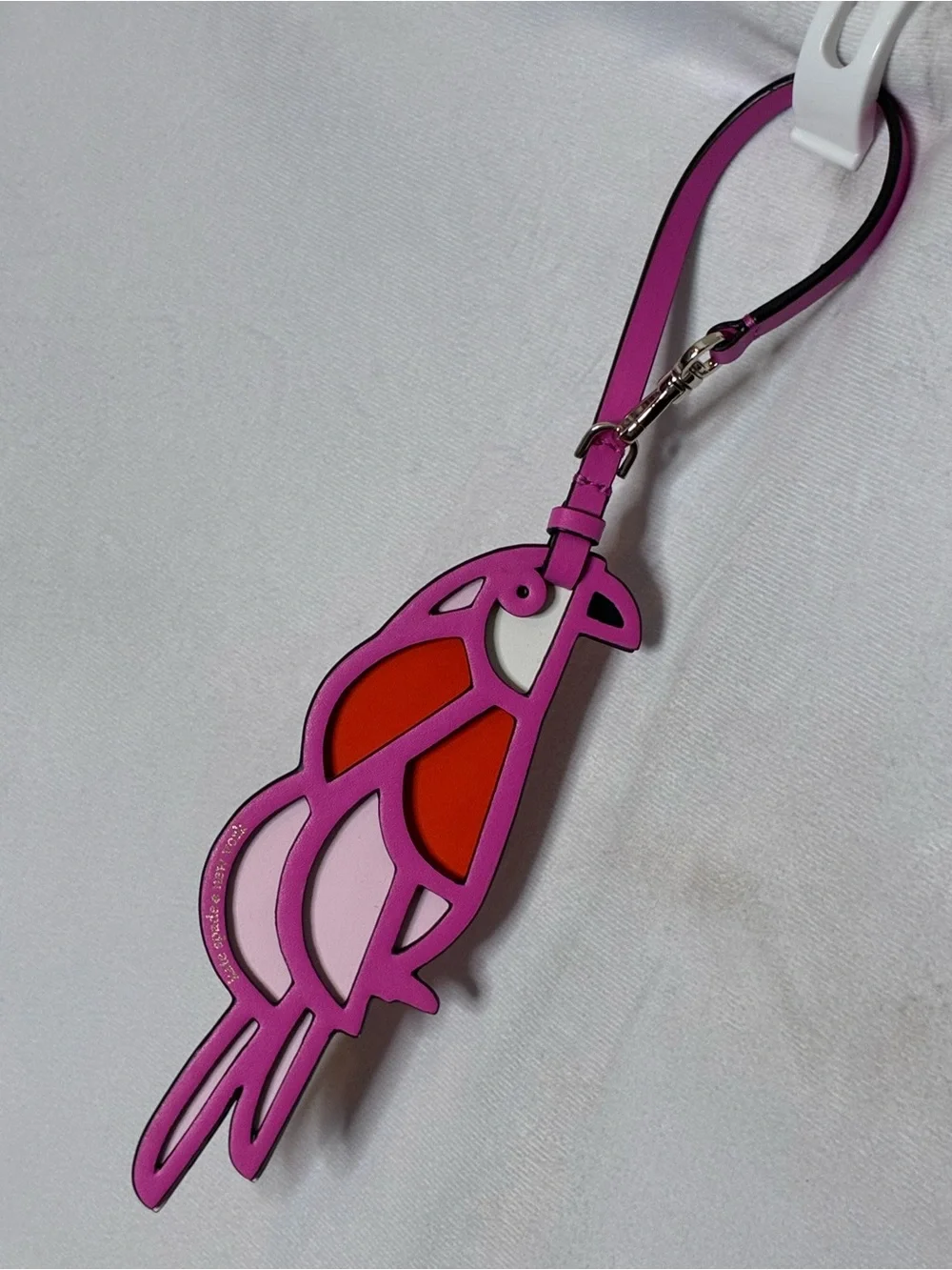 EUC Kate Spade New York Parrot Bag Charm Keychain in Pink & Red